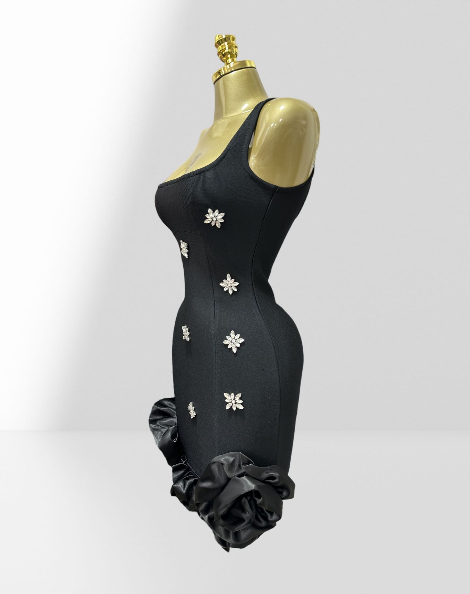 Women's Clothing Luxury Sleeveless Bandage Dress Rhinestone Embellished Tulip Shaped Skirt Bodycon Style Party Women's Clothing_ecoleips.com