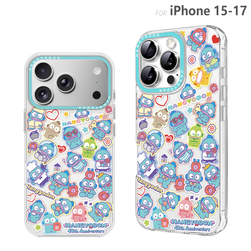 Iphone17Pro Apple Phone Case Ugly Fish Hanton Transparent Double-Layer Stereo Protective Cover Half Mermaid Sticker Air