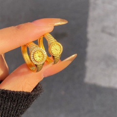 520 small gold expression couple rings for women, Xiaohongshu watch rings, minimalist open rings, Valentine's Day gifts