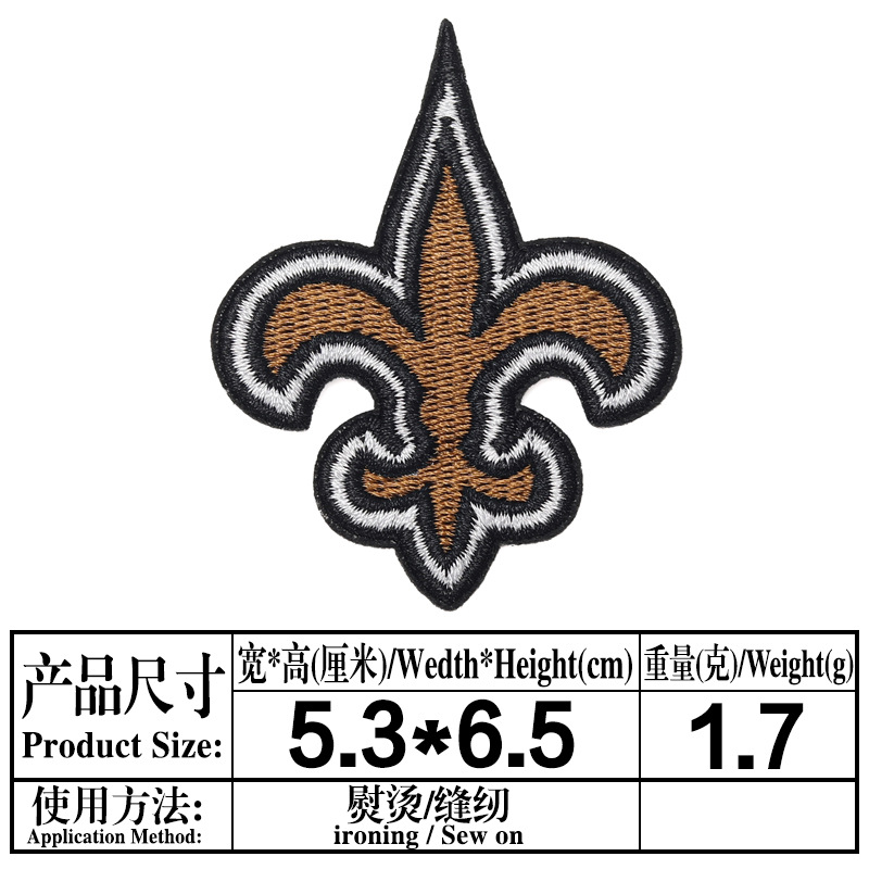 Planchado adhesivo NFL Liga Americana 32 Equipo LOGO Emblema del equipo Insignia de bordado de computadora Etiqueta engomada de tela bordada Parche de parche