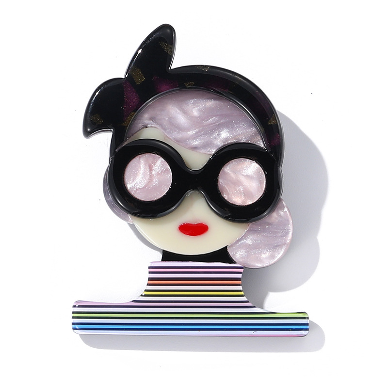 Azul núcleo de dibujos animados transfronterizos bowknot broche de mujer broche broche accesorios de ramillete decoración de joyería accesorios de acrílico colgante