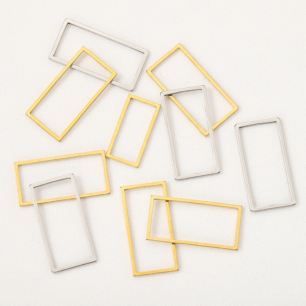 Golden geometric rectangular pendant stainless steel