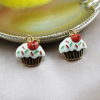 Metal accessory handmade with accessories, three dimensional strawberry, pendant, earrings, handicrafts