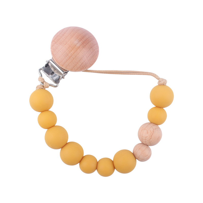 Suministros para bebés calmante clip de chupete de haya cuentas de silicona para bebés mordedura Cadena de chupete cadena anti-caída Nuevo Amazon