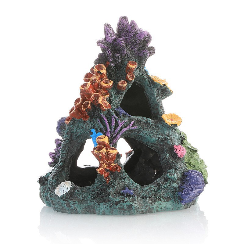 Fish Tank Landscaping Decorative Ornaments Hollow Coral Reef Box Resin Crafts Simulated Coral Fish and Shrimp Hiding Sand Table