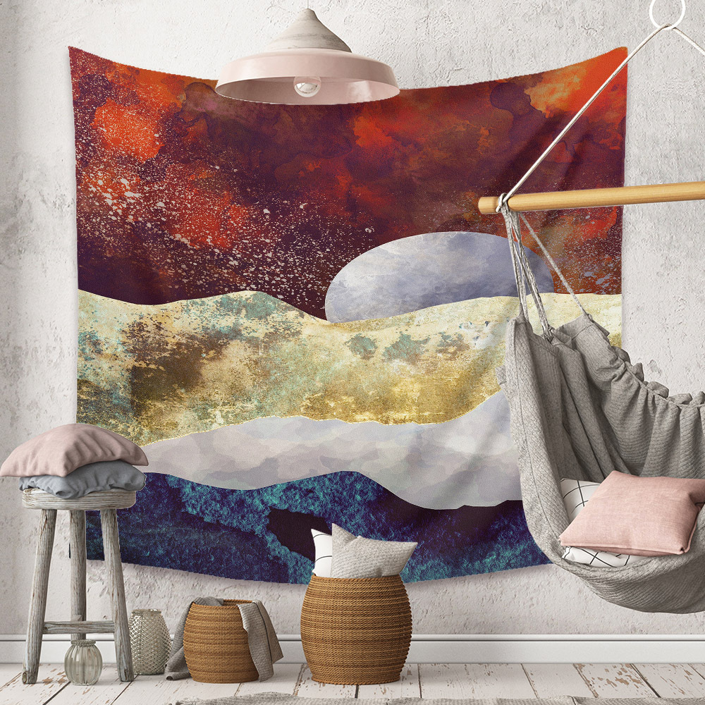 Bohemian Moon Mountain Painting Wall Cloth Decoration Tapestry Wholesale Nihaojewelry display picture 143