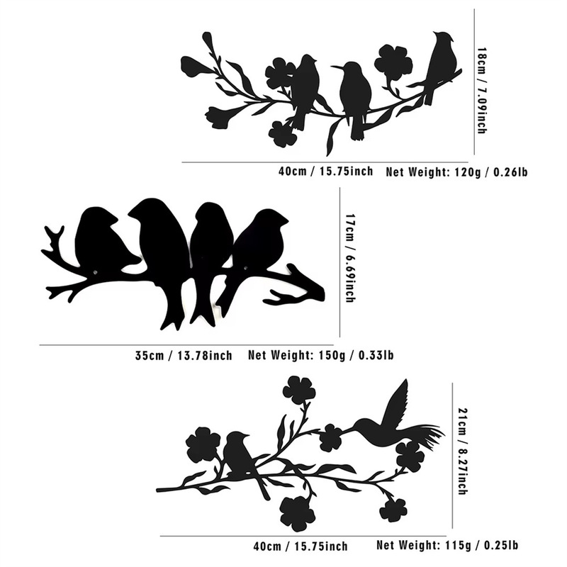 Amazon Metal Bird on the Branch Wall Decoration Iron Magpie Plum Blossom Wall Silhouette Wall Decoration Art Sculpture