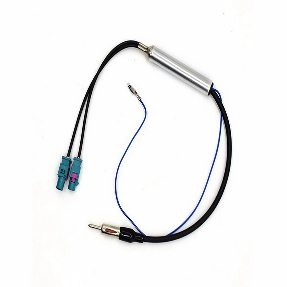 1 Piece of Dual Fakra to Din Plug Adapter (with Phantom Power) Fm Antenna Signal Amplifier