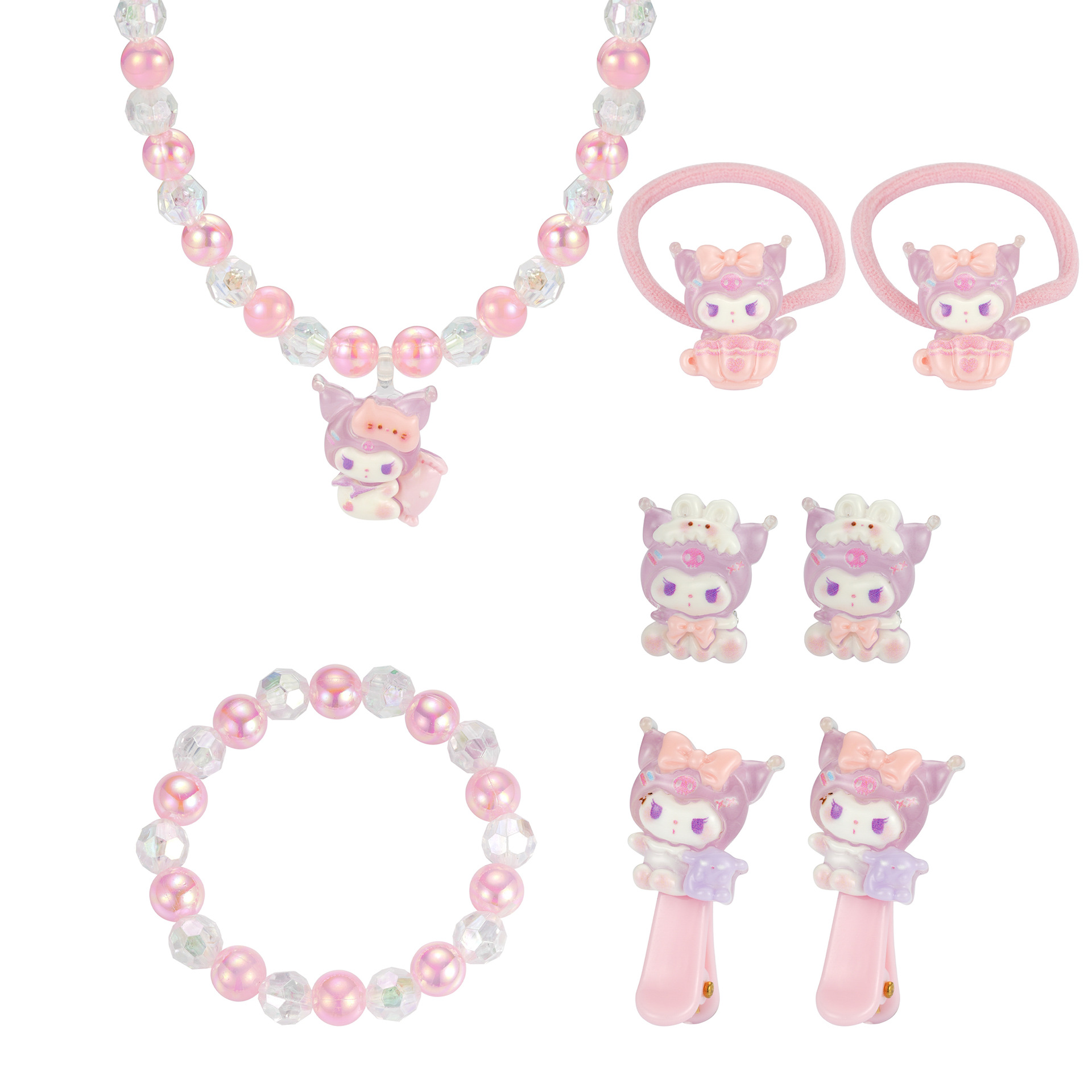 Conjunto de collares para niños transfronterizos, joyas de cuentas para chicas, lindos collares de dibujos animados, joyas para bebés para niñas, 6 piezas