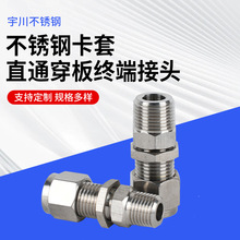 不锈钢卡套直通穿板终端接头直通接头精密不锈钢管双卡套管接头
