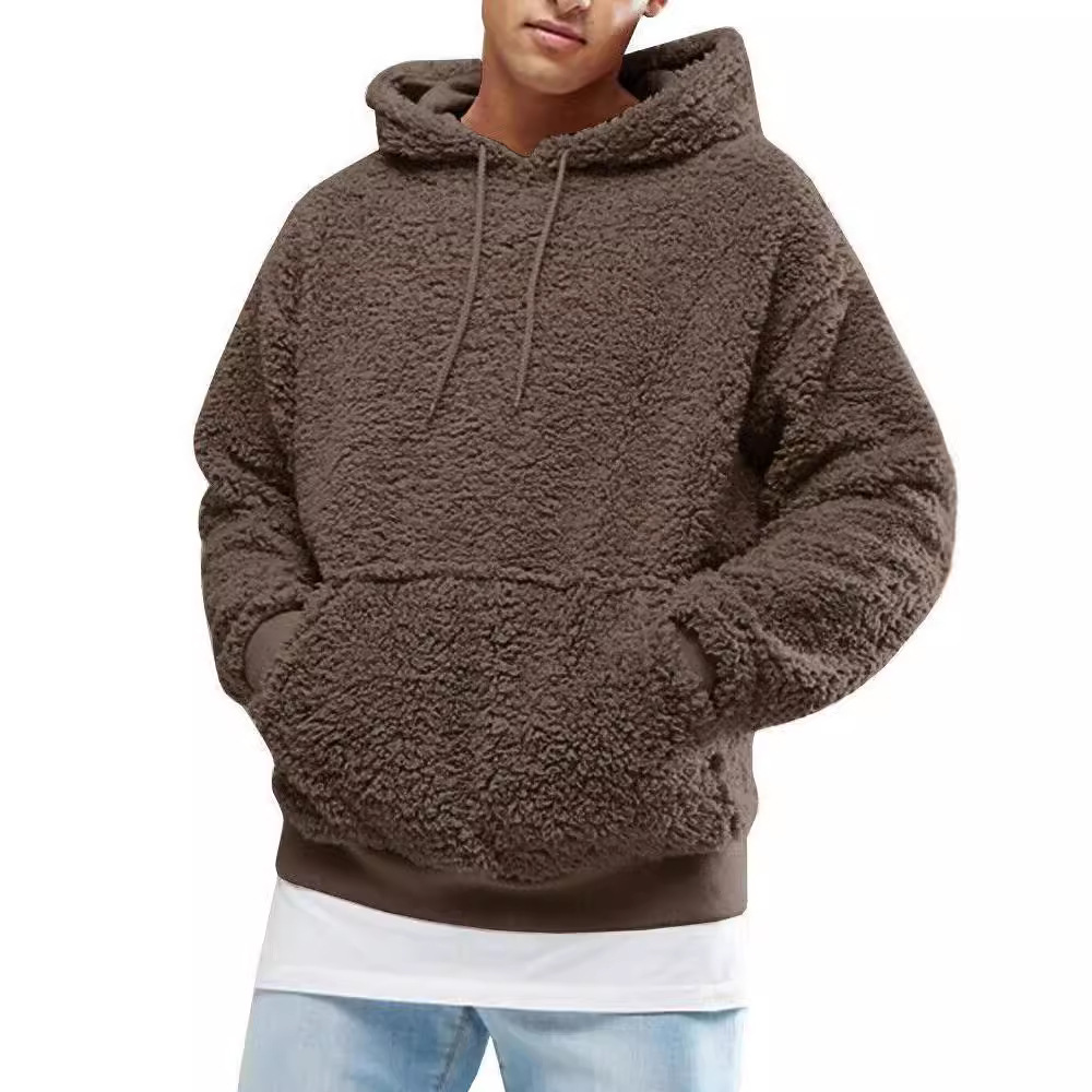 Herrenbekleidung Herren Herbst und Winter neue Plüsch Plüsch Kapuze beliebte Sweatshirt Männer_voghion.com