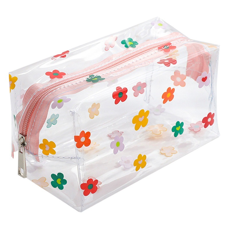 Bolsa de cosméticos transparente estilo coreano, impermeable y de gran capacidad, neceser portátil para viaje