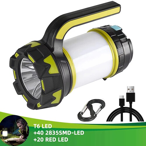 Large floodlight outdoor multi-functional camping portable lamp USB rechargeable emergency strong light searchlight with output