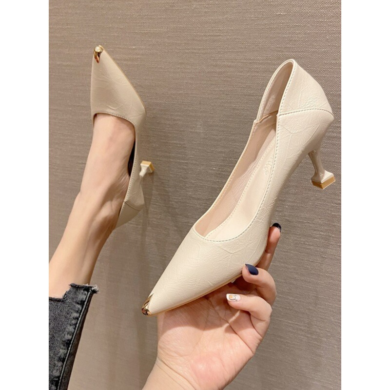 Sheepskin Shoes for Women 2025 New High Heels Versatile Stiletto Two-Wear Work Shoes Flats Small Size 33 Direct Sales