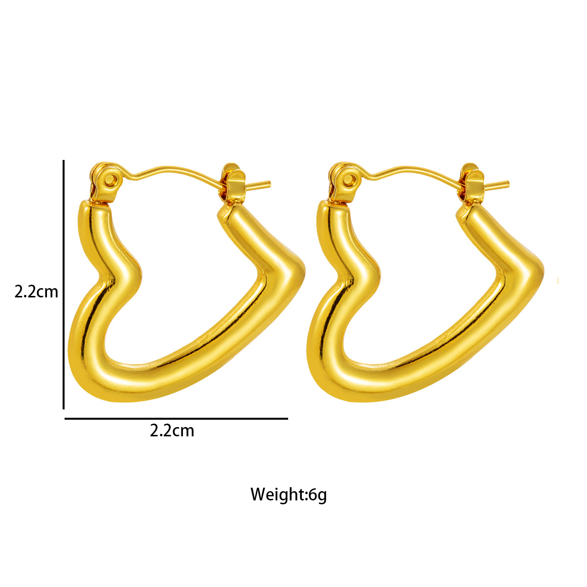Pendientes de acero de titanio de alta calidad transfronterizos nuevos pendientes irregulares de círculo de amor femenino chapados en oro de 18k sin decoloración joyería