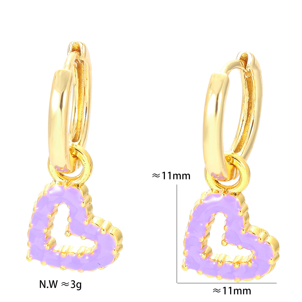 Daily Occasion Fashion Heart Shape Copper Drop Earrings Enamel Plating Copper Earrings