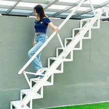 靠墙折叠梯室内室外伸缩梯铝合金楼梯伸缩楼梯折叠楼梯梯子家用