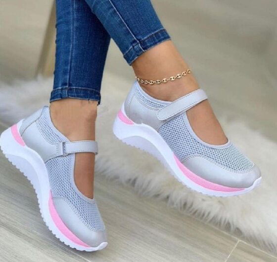 Cross-border new foreign trade casual shoes women's thick-soled fly-woven breathable Velcro casual mesh large size spot women's shoes