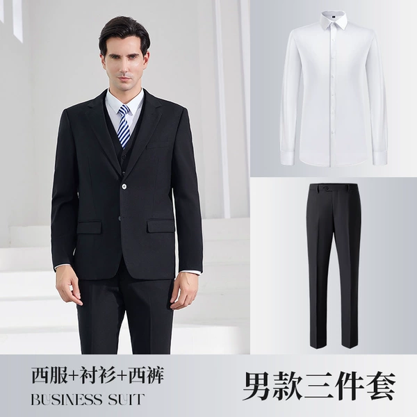 Black suit, trousers, shirt
