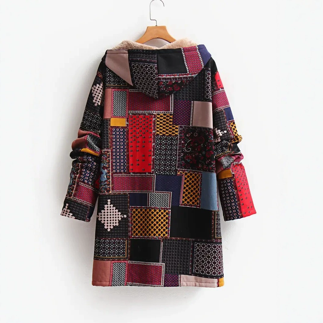 Ethnic style velvet loose coat北欧民族特色加绒宽松多色女大衣