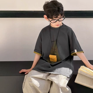 棉小铺男童短袖T恤儿童夏季韩版2026新款潮范双面印花童装上衣潮