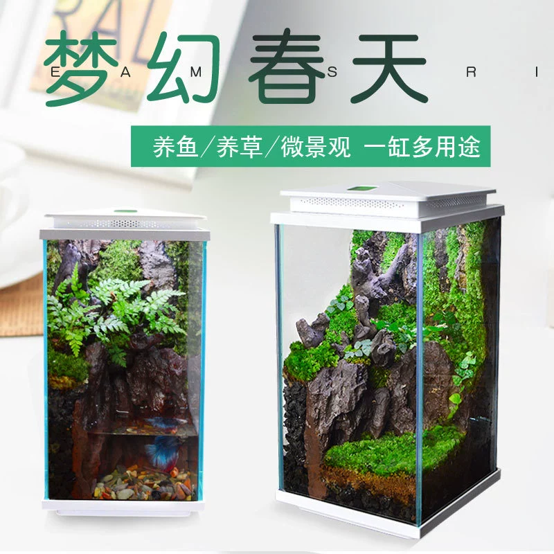 Супер Белый Настольный экологический специальный аквариум обратный воздушный Лифт микроландшафтный Аквариум Ландшафтный дизайн бытовой аквариум для рыб и водных растений