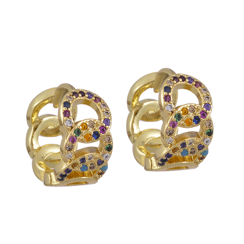 Fashion Micro-inlaid Color Zircon Twisted Hoop Earrings display picture 1