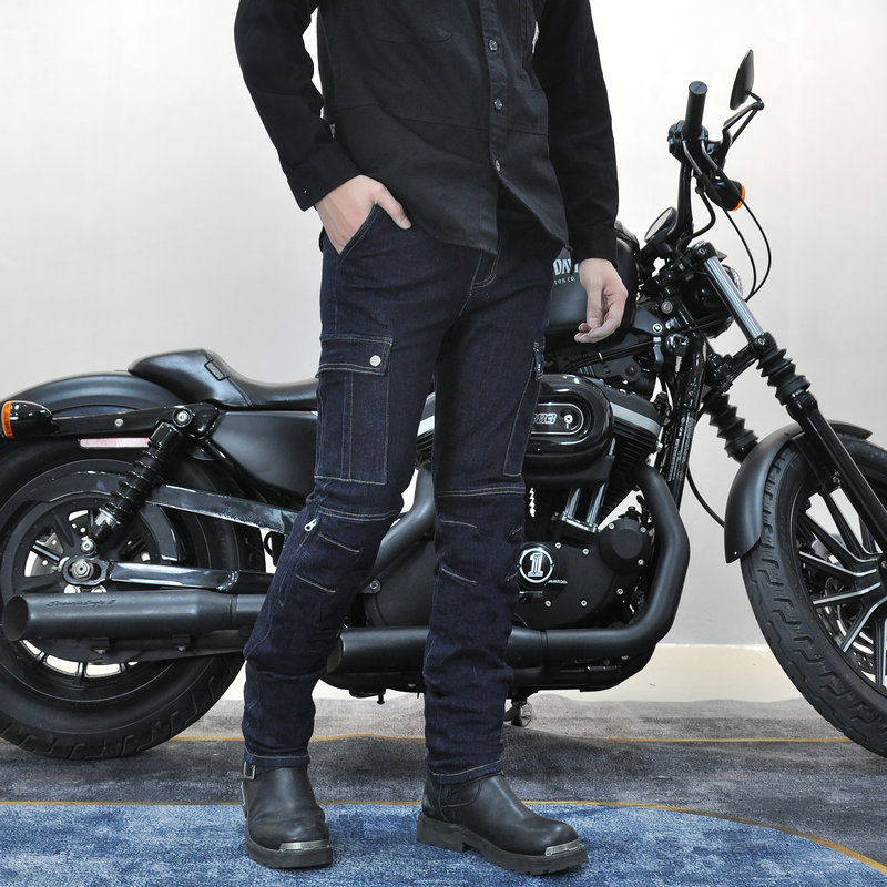 VOLERO nuevos pantalones vaqueros de la motocicleta de los hombres y las mujeres de la motocicleta ocasional pantalones anti-caída retro Slim off-road pantalones de montar