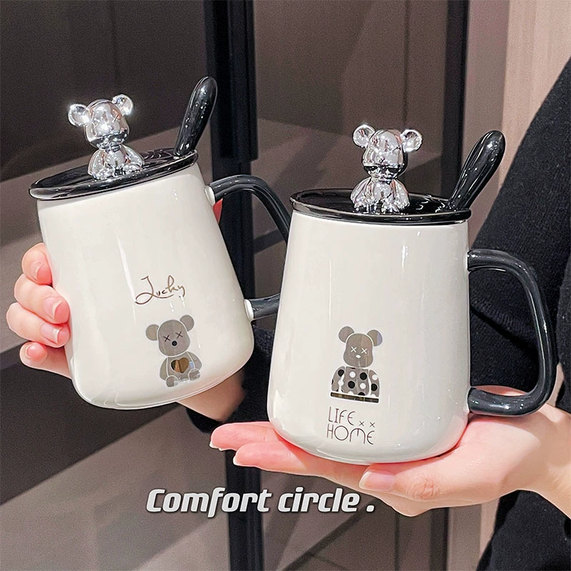 2025 souvenir gifts for girls and boys mug gift ceramic coffee drinking cup with lid spoon for women set