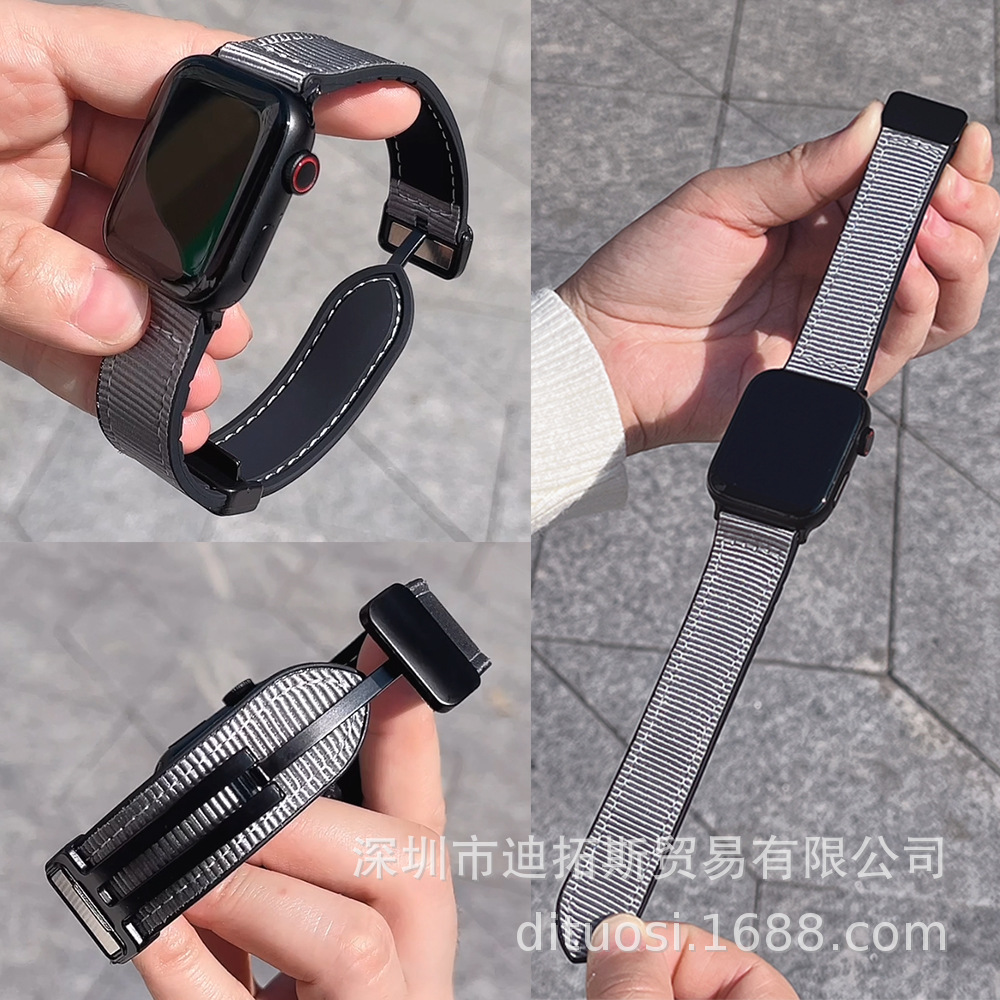 Braided Nylon Silicone Apple Watch S11 Strap Suitable for Apple 1098765 Magnetic Buckle Huawei Strap