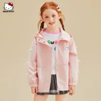 Hello Kitty девушка весна и осень бант с капюшоном спортивный ветер куртка 2025 новый куртка с капюшоном