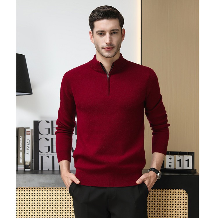 Suéter de hombre simple pullover cremallera de moda casual base de comercio exterior popular suéter de invierno de otoño de manga larga