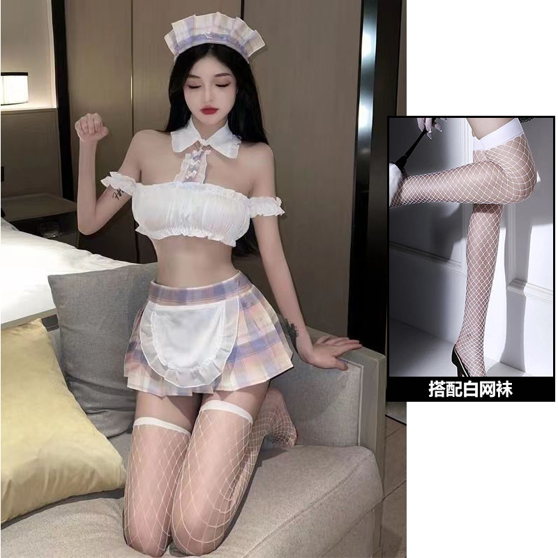 웃음 2265 [머리띠 + 상의 + 스커트 + 티팬티] + 양말 10호 흰색