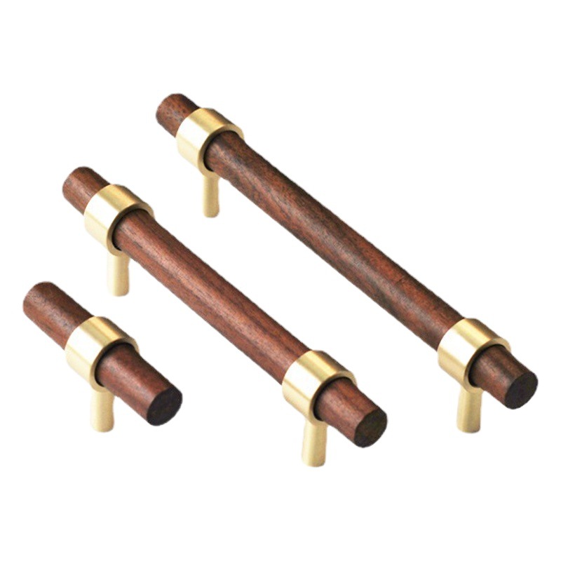 Manija de latón de nogal nueva manija de estilo chino moderno simple manija de cobre puro muebles gabinete manija de la puerta del gabinete