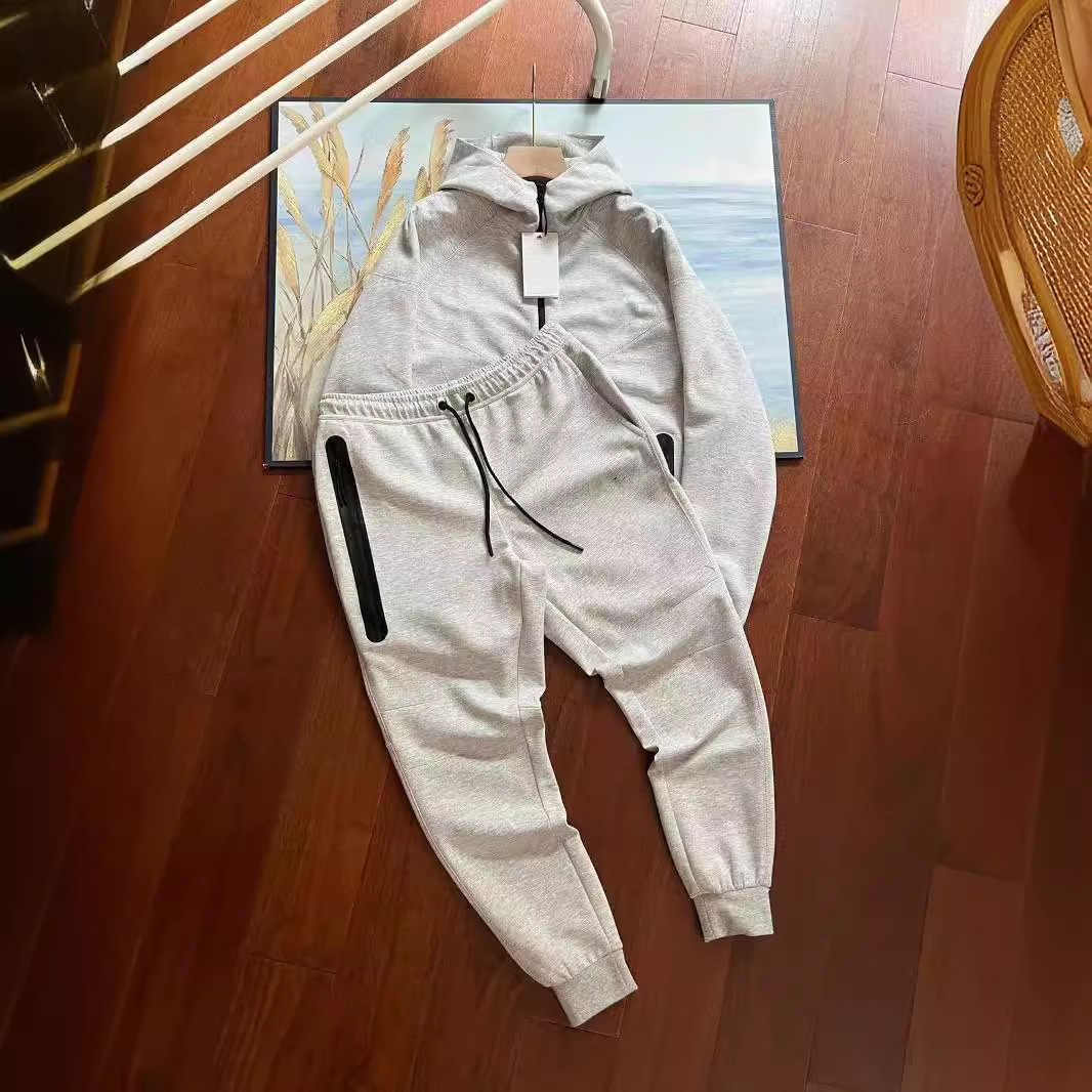 Kevad-sügis uus spordiülikond meeste kootud vabaaja kapuutsiga kardigan 922 jope ja 002 dressipükste komplekt_voghion.com