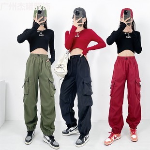 Street Dance Fashion Brand Women's Jazz Dance Navel Short Top Women's Autumn American Tight Long Sleeve Dancing Crock Pants suit