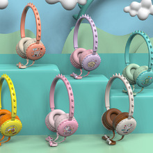新款 Y-19 可爱卡通图案儿童学生耳机轻便头戴式带麦拉伸插线耳机
