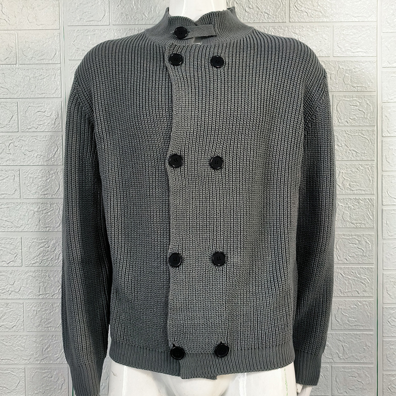 2025 New Large Size Sweater Solid Color Button Knitted Jacket Men's Clothing_voghion.com