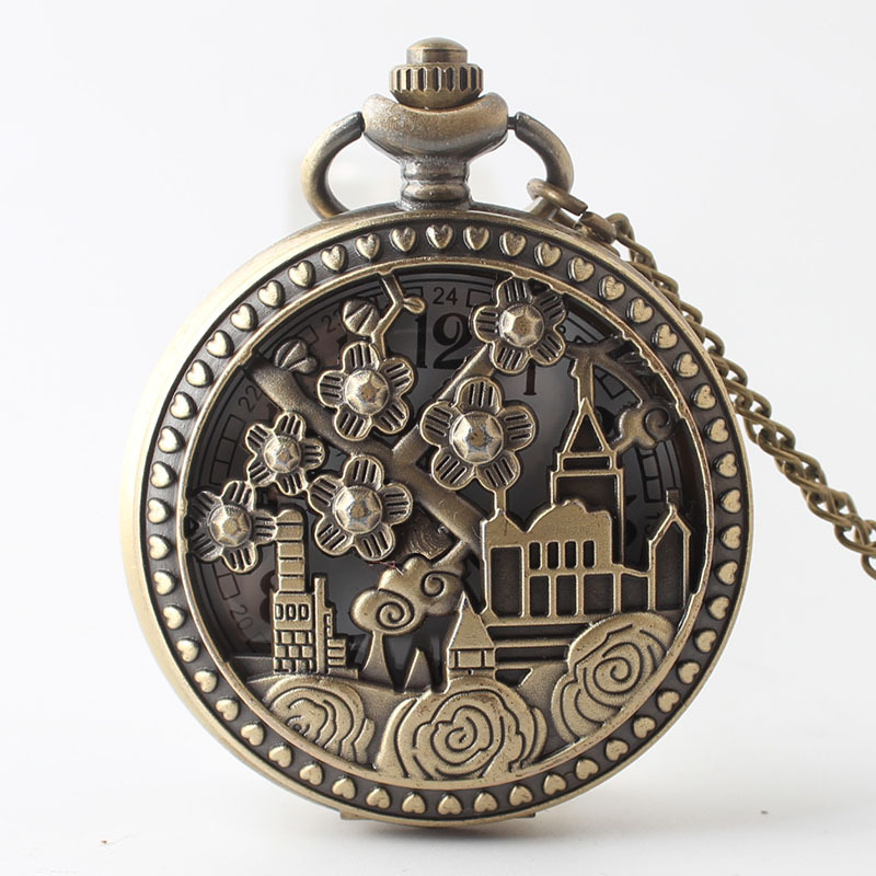 Retro style nostalgic flip large digital quartz pocket watch all-match gift watch personalized pocket watch wholesale mountain Middle Garden