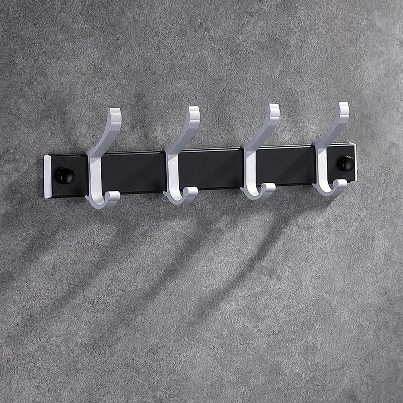 Zhuoyi espacio de aluminio sin perforaciones gancho de cocina y baño gancho de ropa detrás de la puerta gancho de abrigo cola de Fénix gancho de fila móvil mate negro