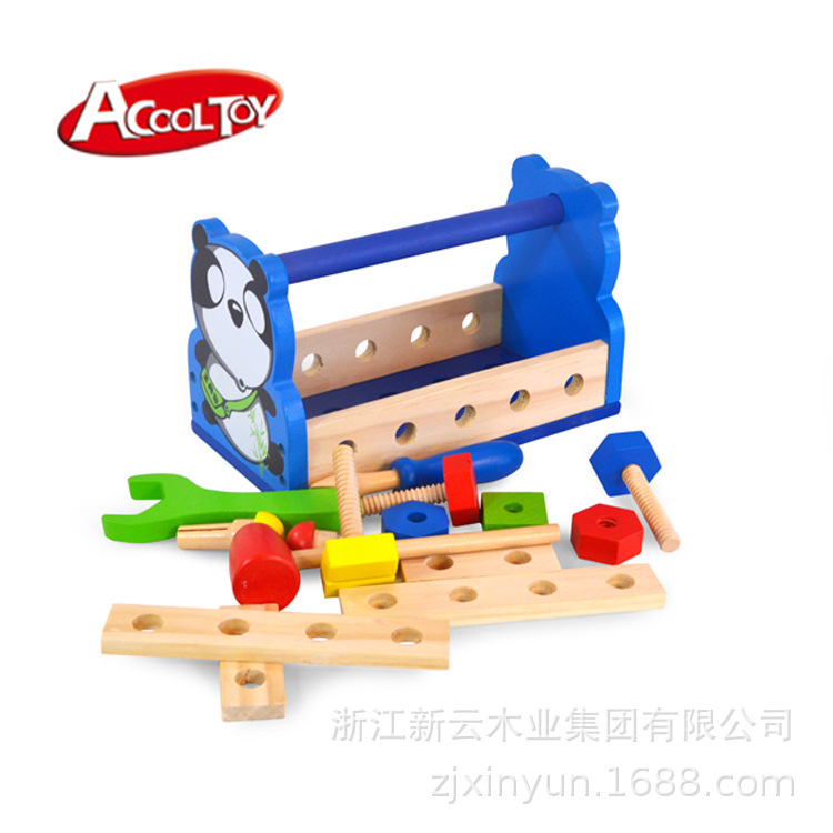Comercio exterior de estilo europeo educativo para niños de madera DIY portátil de dibujos animados Panda tesoro tornillo de simulación tornillo desmontaje tuerca juguete