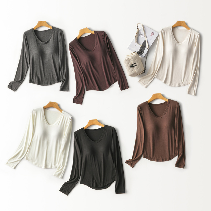 <No need to wear a bra>“ Integrated padded bra, new autumn and winter Albas cashmere BRA base shirt <No need to wear a bra>“ Integrated padded bra, new autumn and winter Albas cashmere BRA base shirt