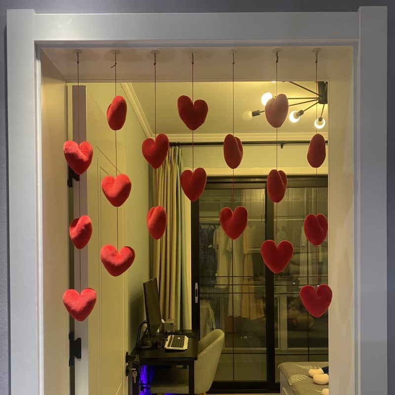 붉은 사랑 샹친 같은 스타일의 문 커튼 [7줄 18개]