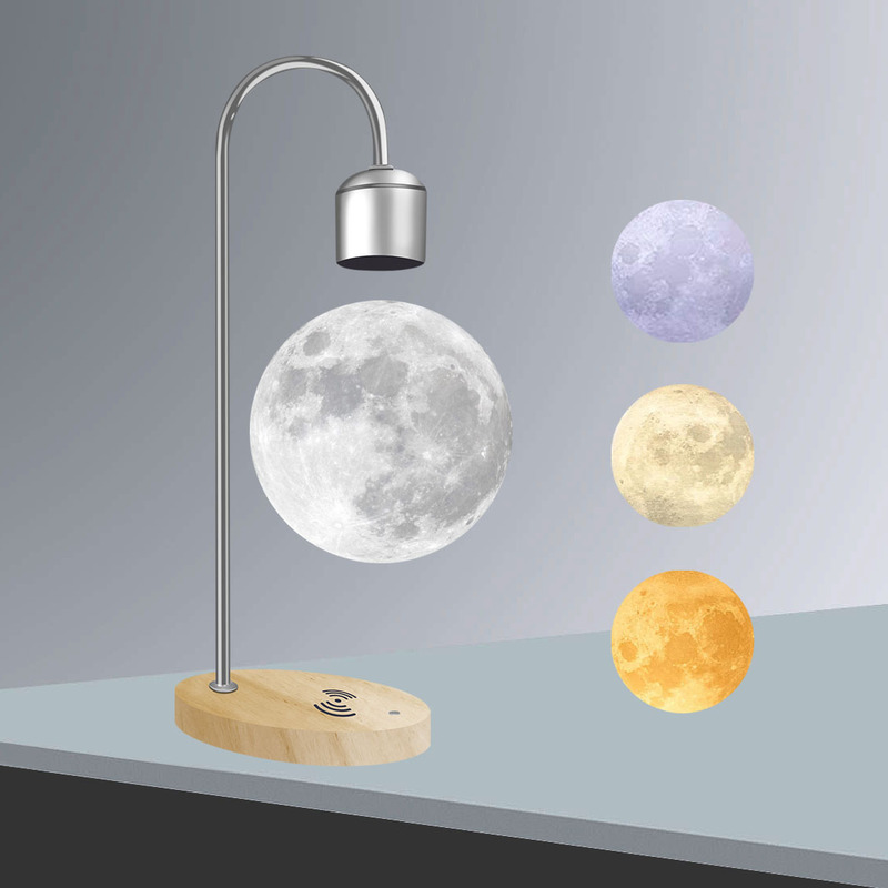 Magnetic suspended moon bulb Moon 3D night light three-color switching audio globe starry light Christmas DIY