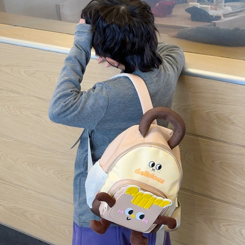 Mochila de papas fritas lindas, jardín de infantes, mochila de bebés, 2026 mochila de niños coreanos.