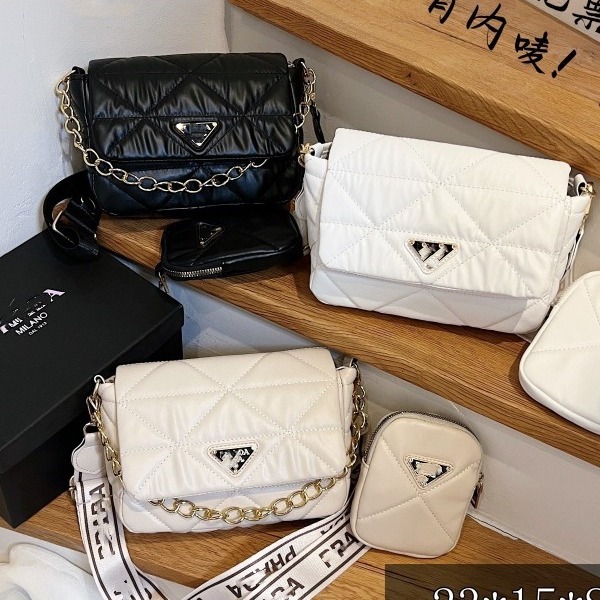 【特价批发】普拉PRAD大牌子母包女新款单肩斜挎包专柜爆款三合一