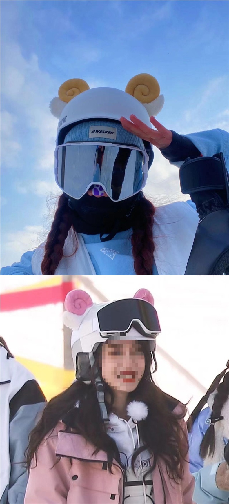Ski Helmet Decoration Rabbit Ears Winter Skiing Motorcycle Helmet Decor