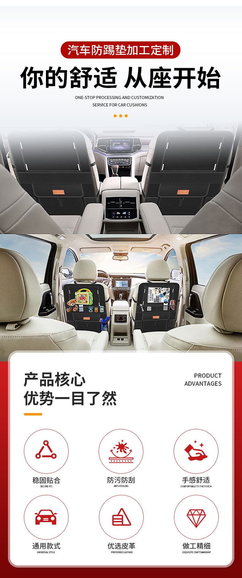 Cross-Border Car Seat Back Anti-Kick Pad, Universal Waterproof and Anti-Dirty Children's Rear Seat Pad, Multi-Functional Protective Pad for All Seasons