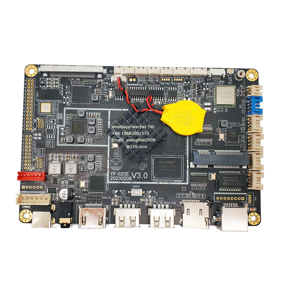 YF-020E HDMI 输出+输入 mini PCIE 4K V by one RK3568 安卓主板