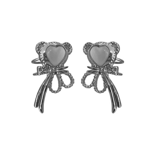 yyds new autumn and winter cat's eye stone bear ear clip earrings for women niche high-end cool style ear bone clip earrings